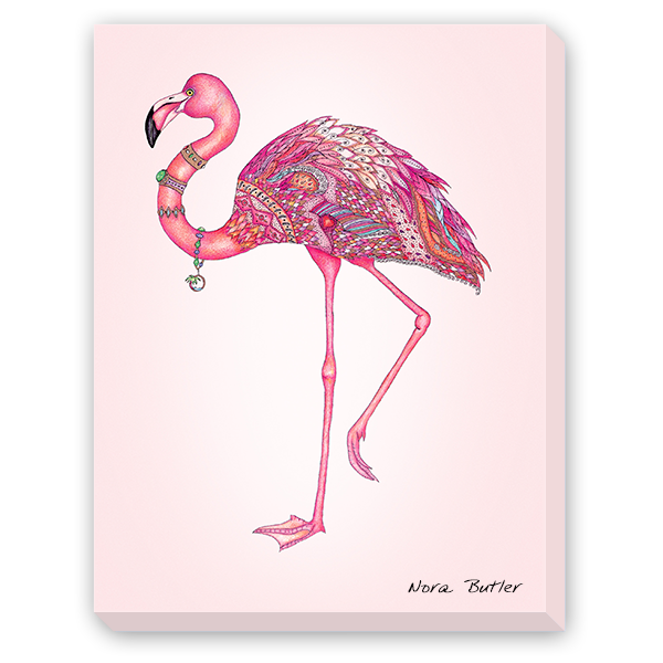 A Night On the Town Flamingo Giclee on Canvas
